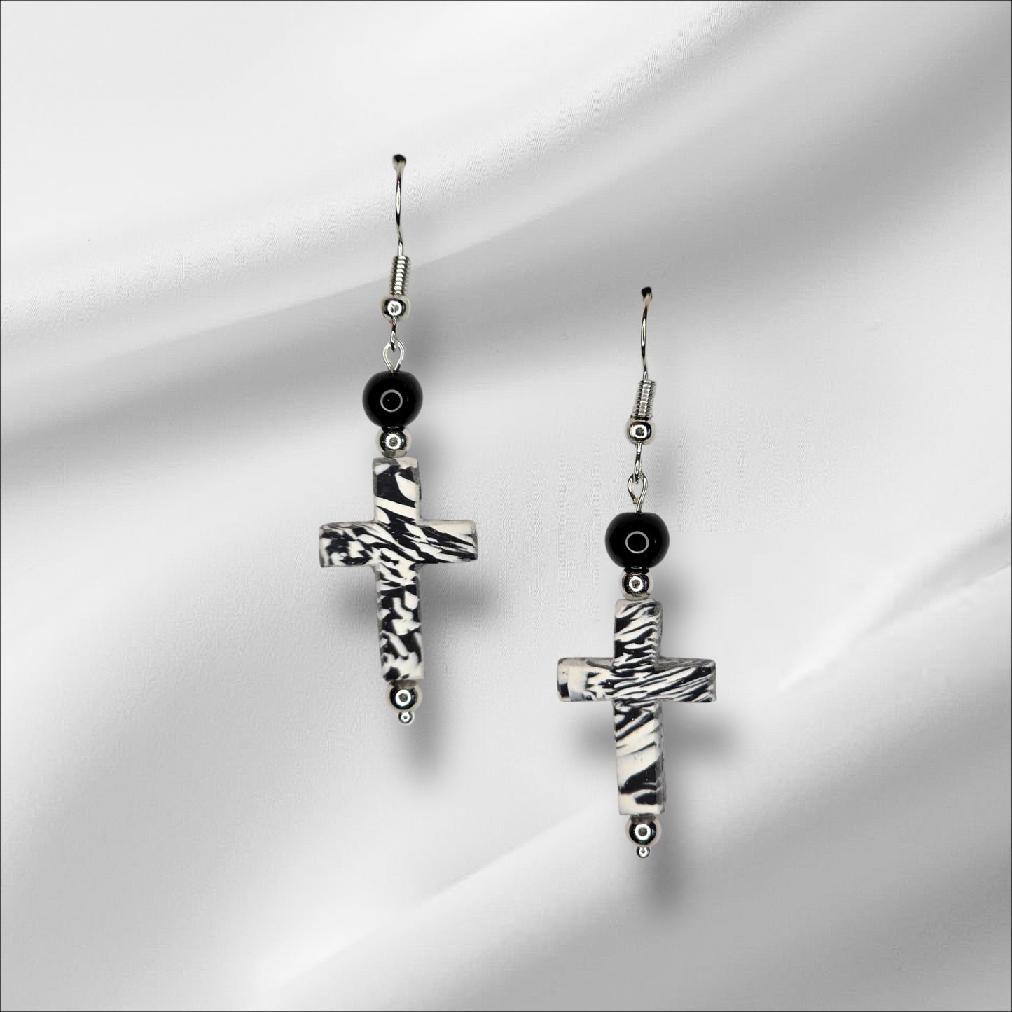 Cross Earrings in Turquoise or Black and White
