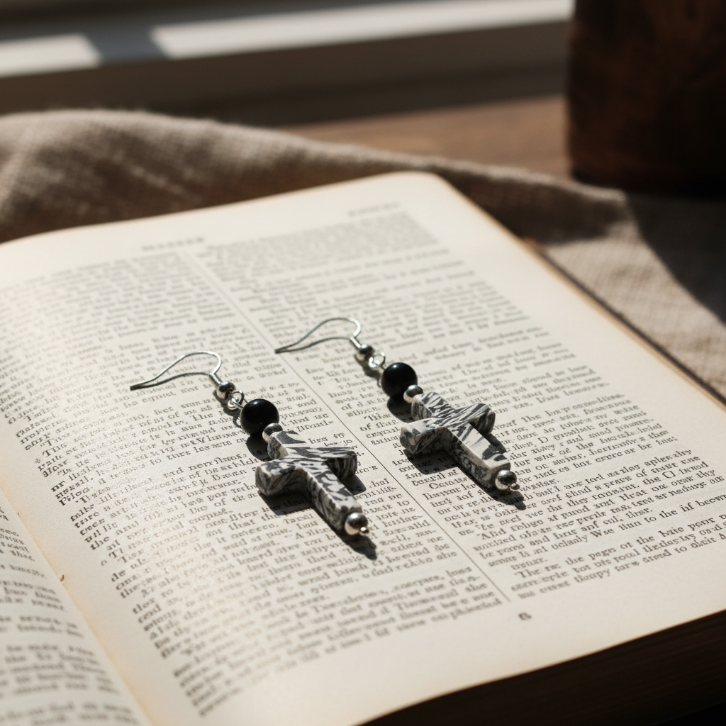 Cross Earrings in Turquoise or Black and White