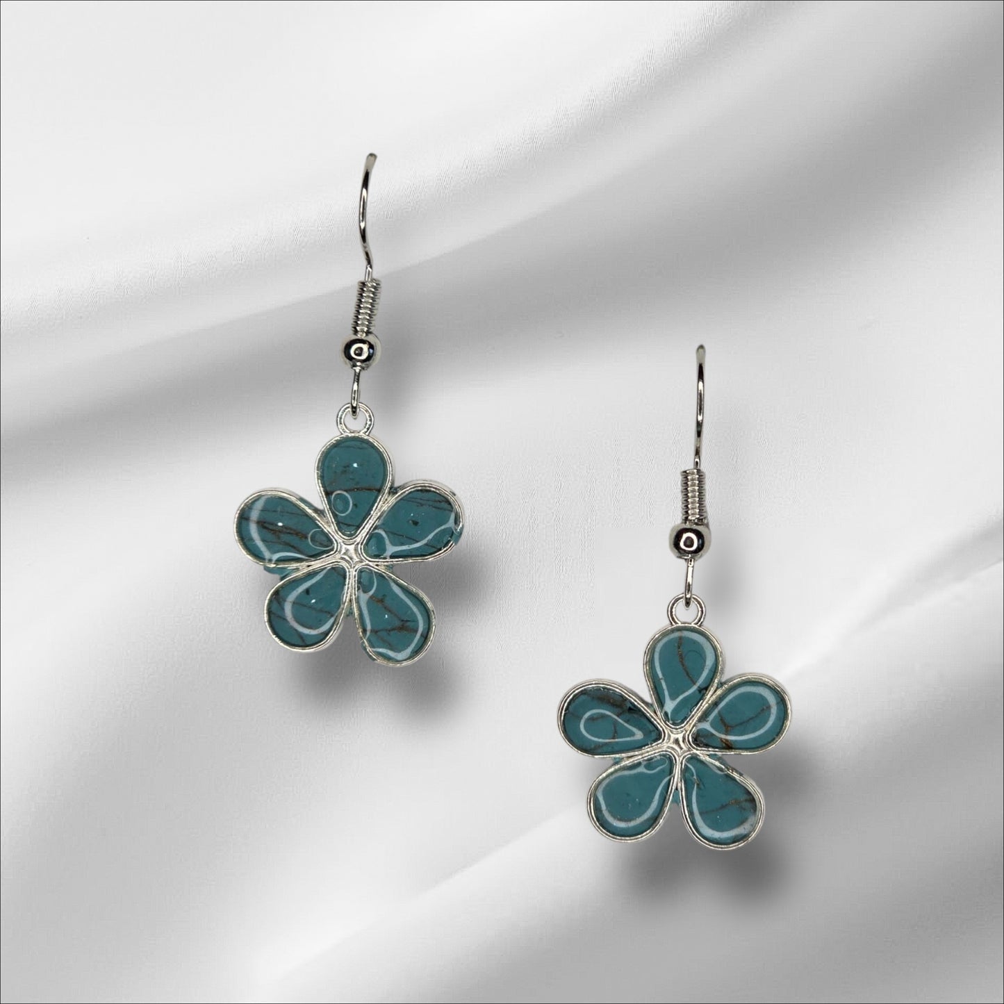 Faux Turquoise Flower or Teardrop Earrings