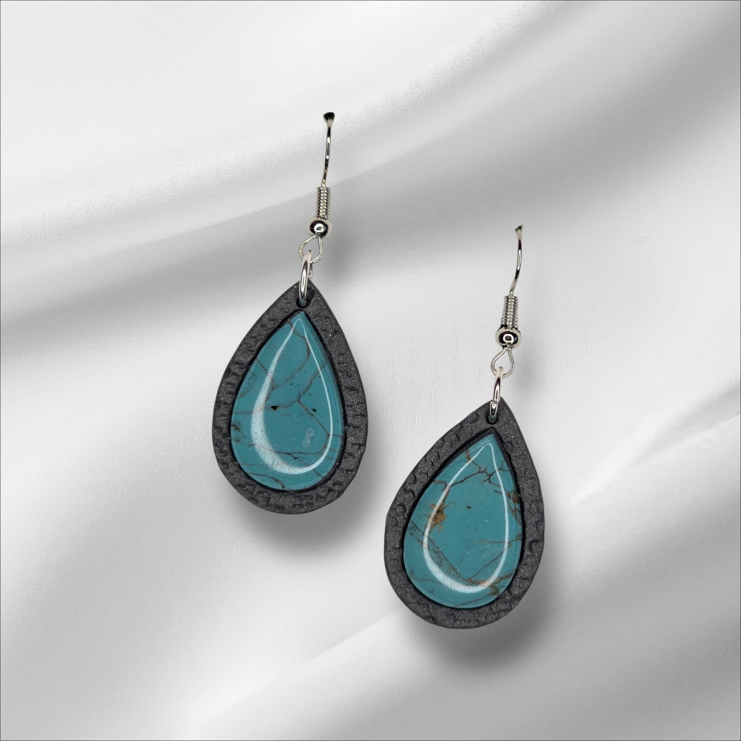 Faux Turquoise Flower or Teardrop Earrings