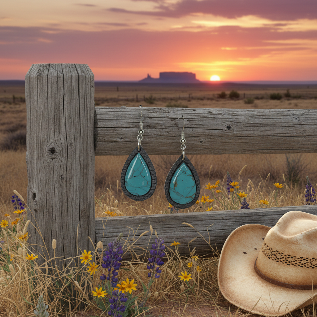 Faux Turquoise Flower or Teardrop Earrings