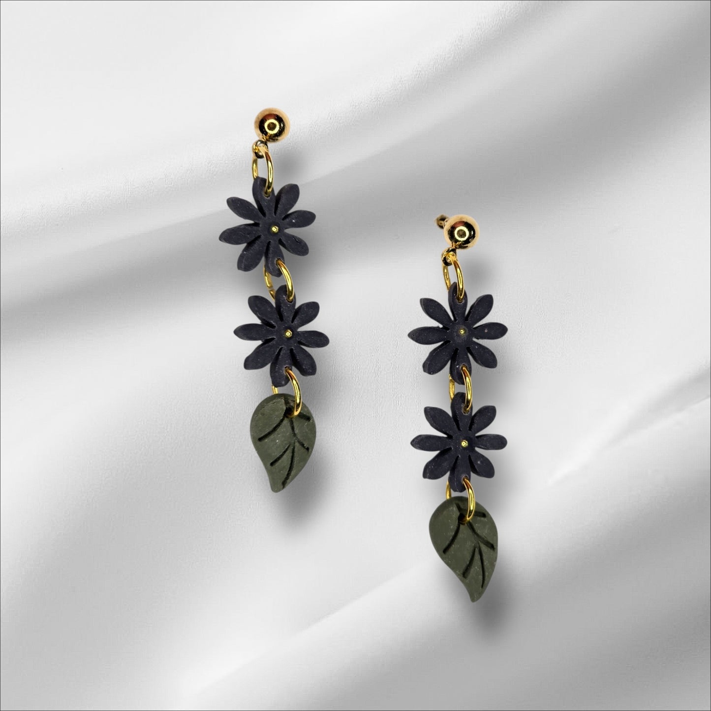 Navy Daisy Earrings
