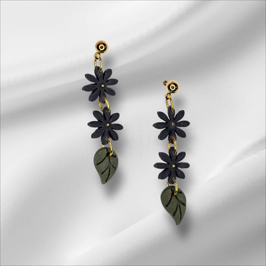 Navy Daisy Earrings