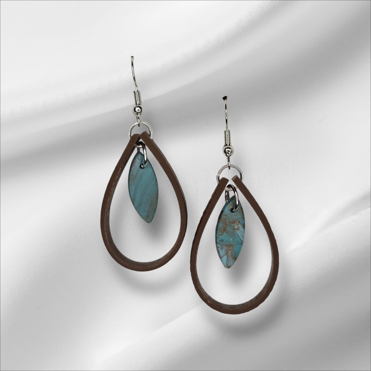 Faux Leather and Turquoise Earrings