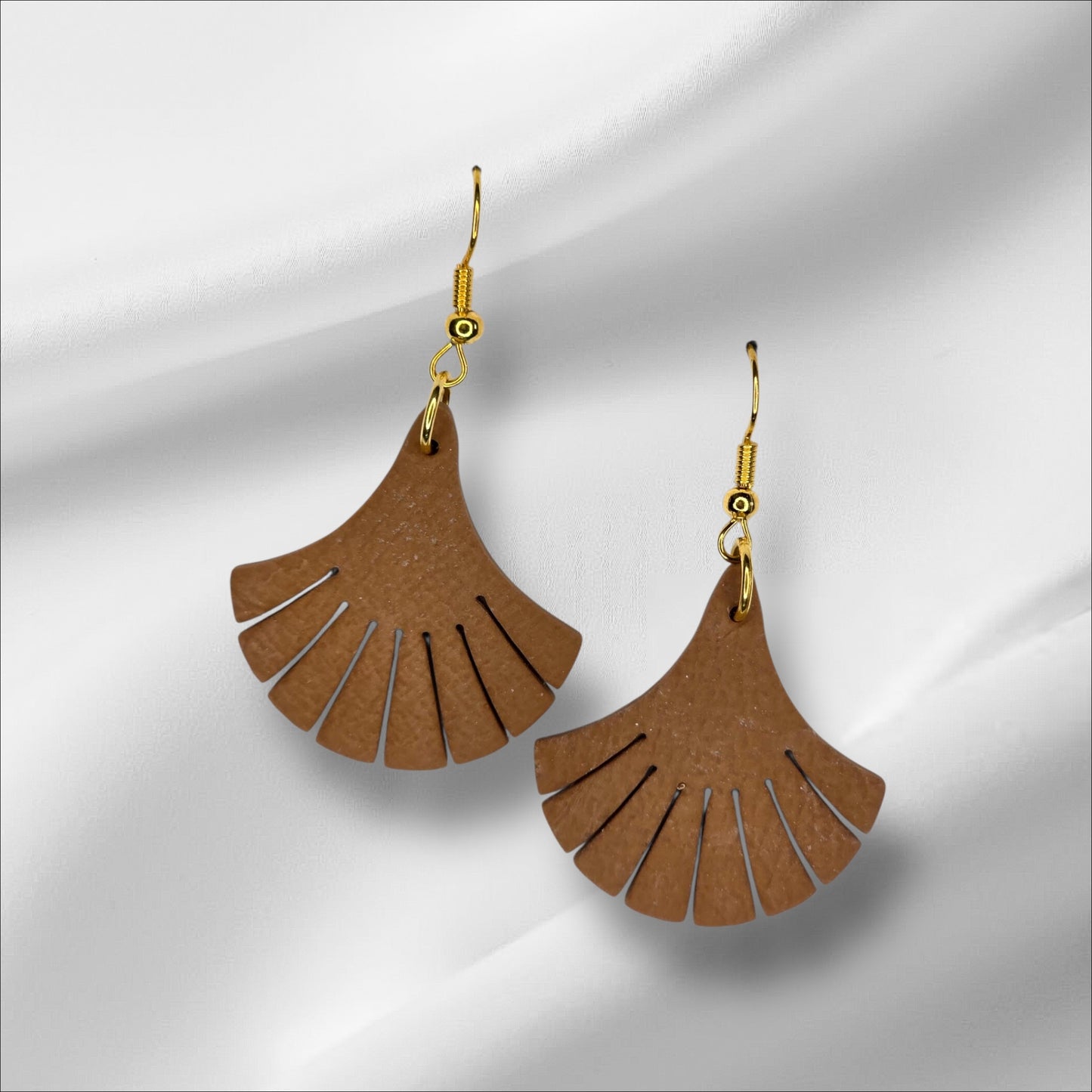Faux Leather Fan Earrings
