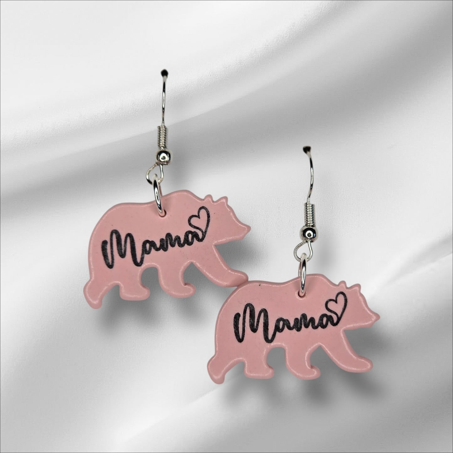Mama Bear Earrings in Pink or Blue