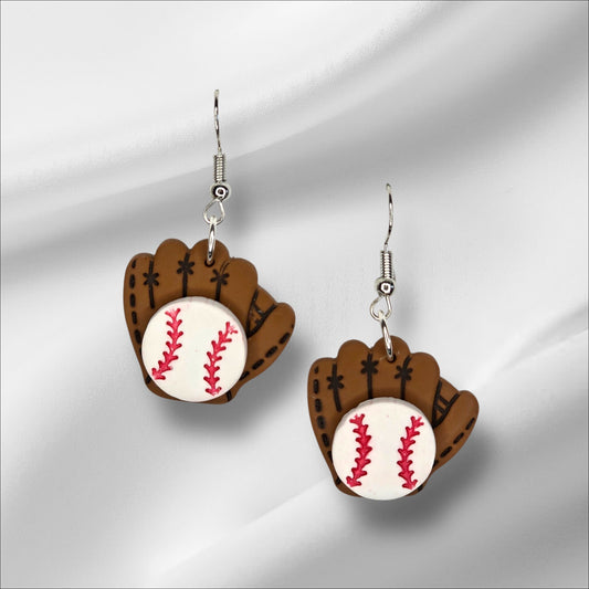 Baseball Glove with Ball Earrings
