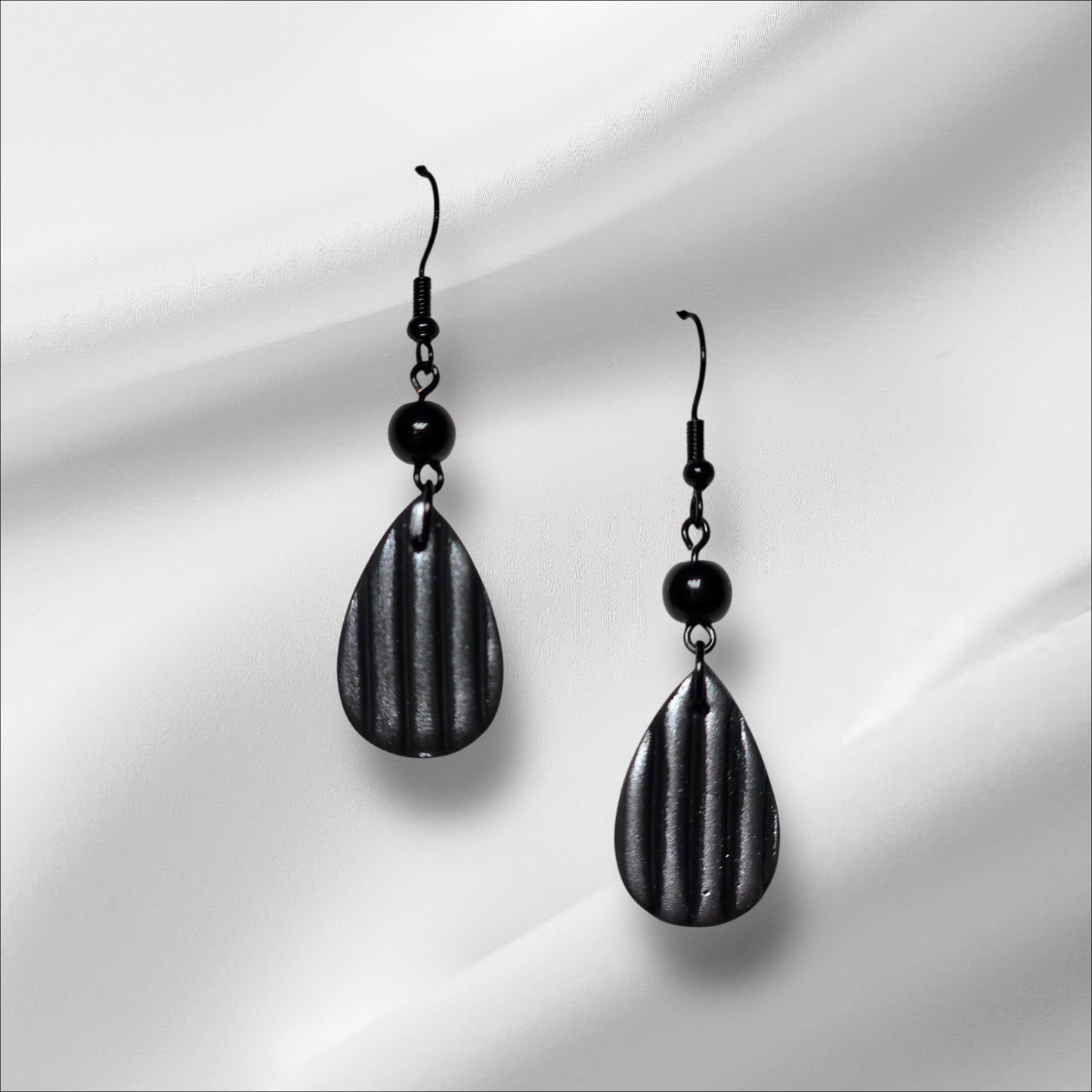 Black Striped Neutral Earrings