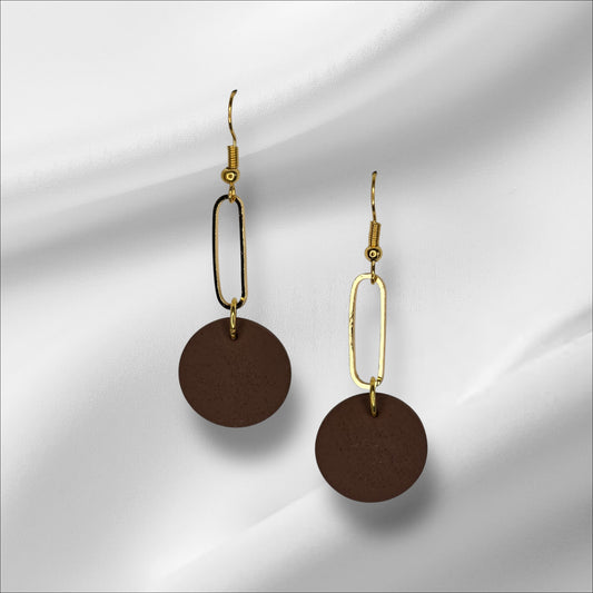 Rich Chocolate Brown with Gold Bezel earrings
