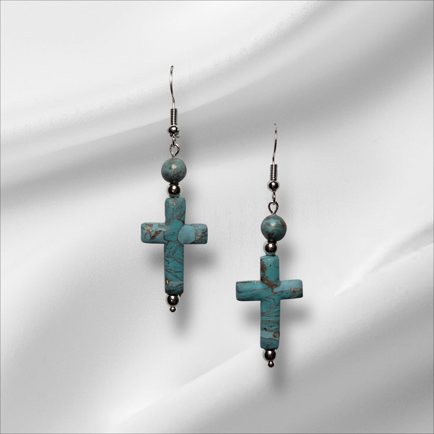 Cross Earrings in Turquoise or Black and White