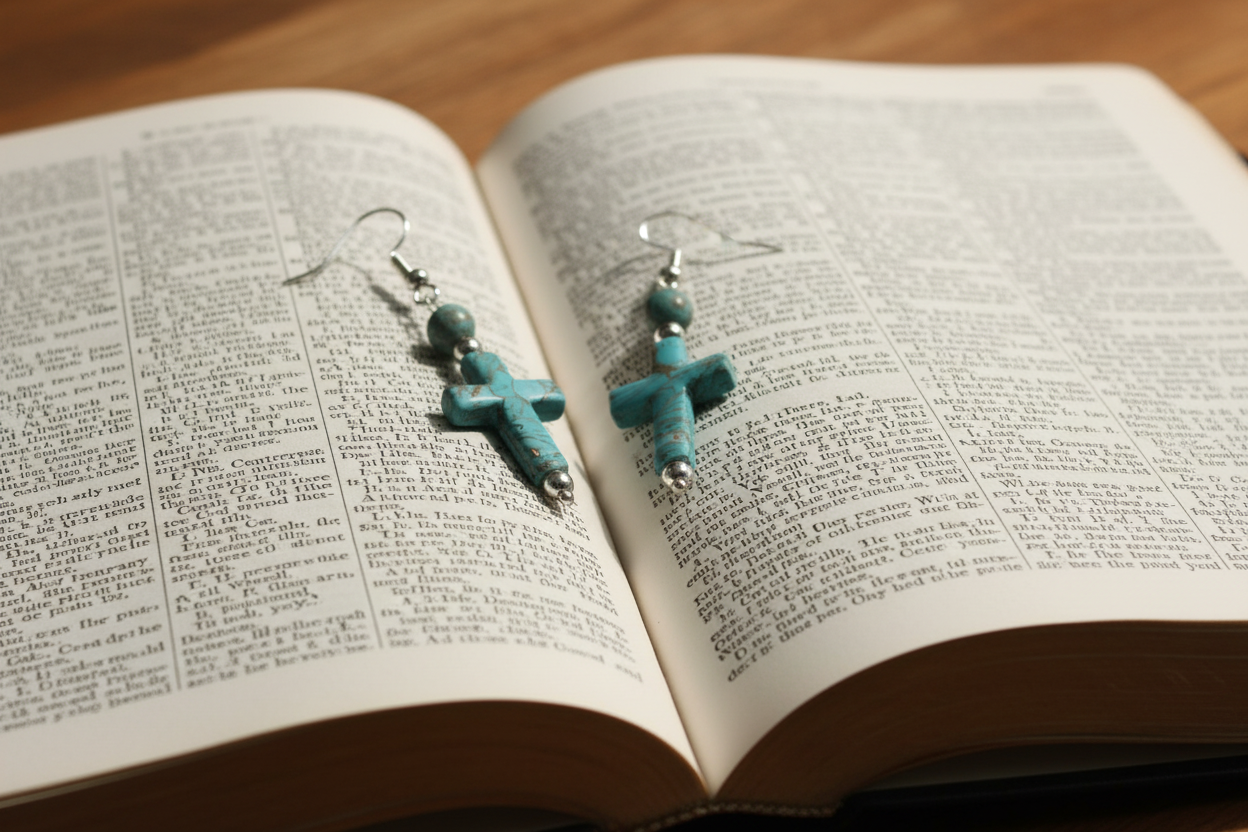 Cross Earrings in Turquoise or Black and White