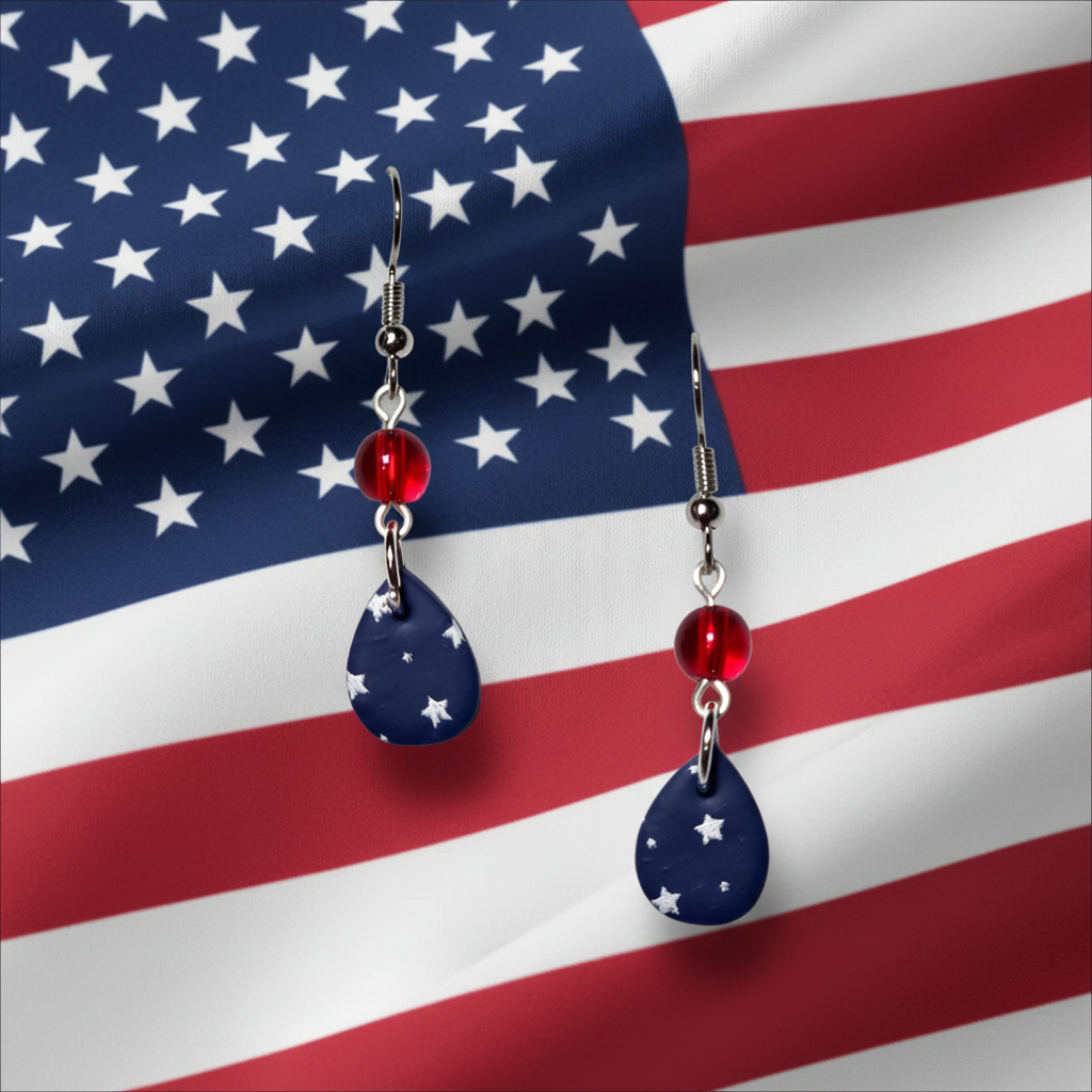 Tiny Patriotic tear drop earrings