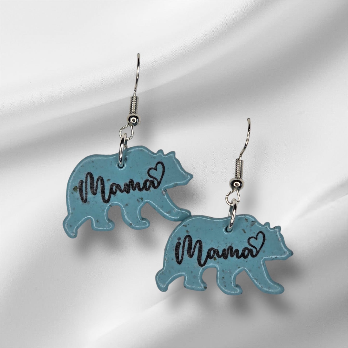 Mama Bear Earrings in Pink or Blue