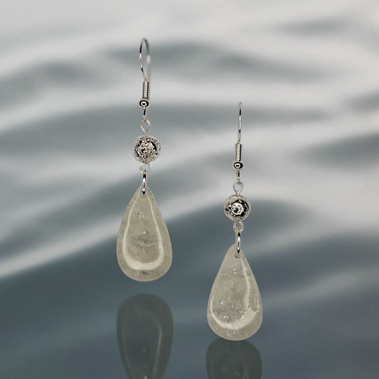 Small White Translucent Marble Teardrop Earring