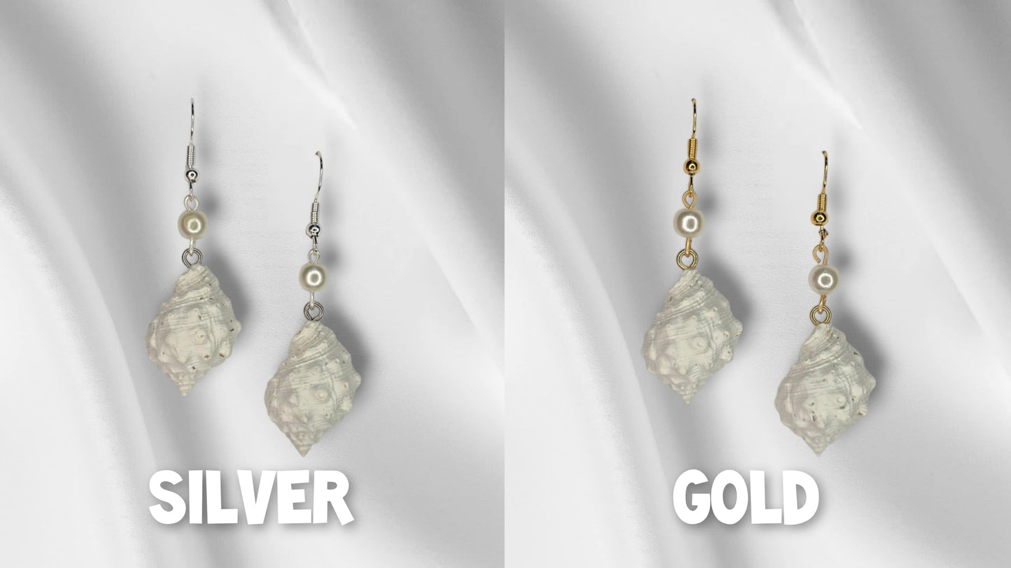 3D Sea Shell Dangle with Pearl