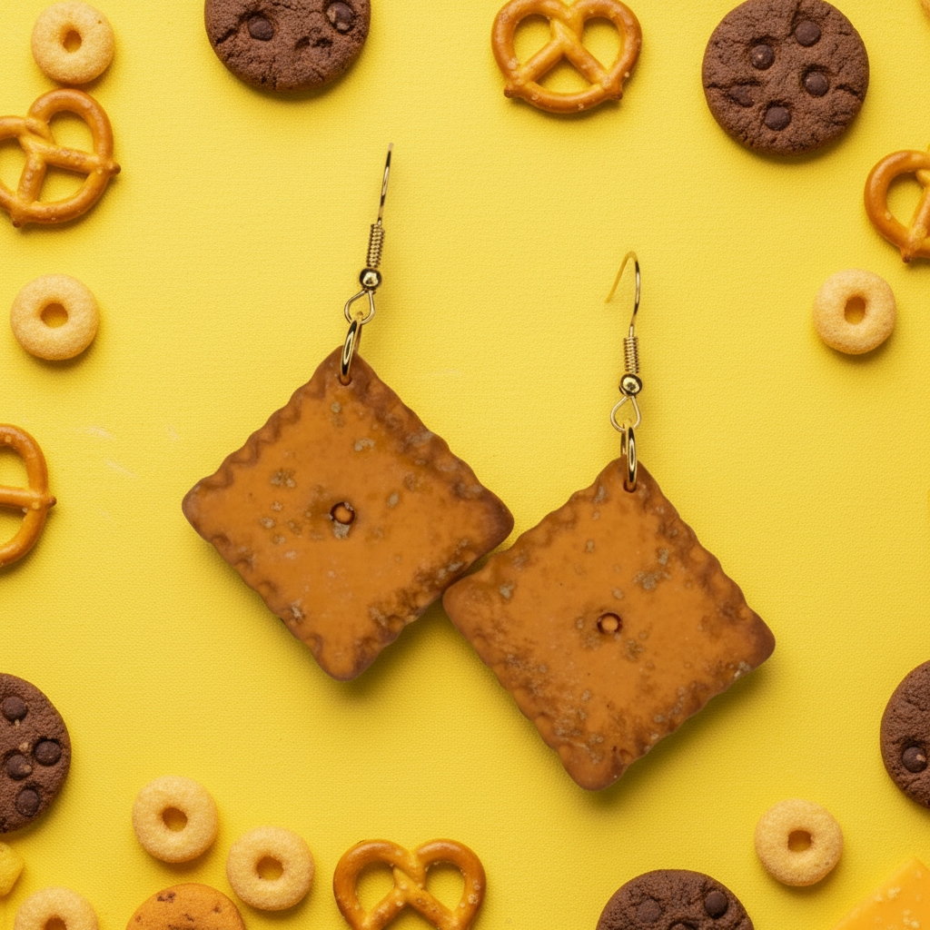 Cheese Cracker Dangle Earring