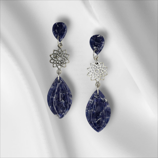 Delicate Blue Marble with Silver Accent