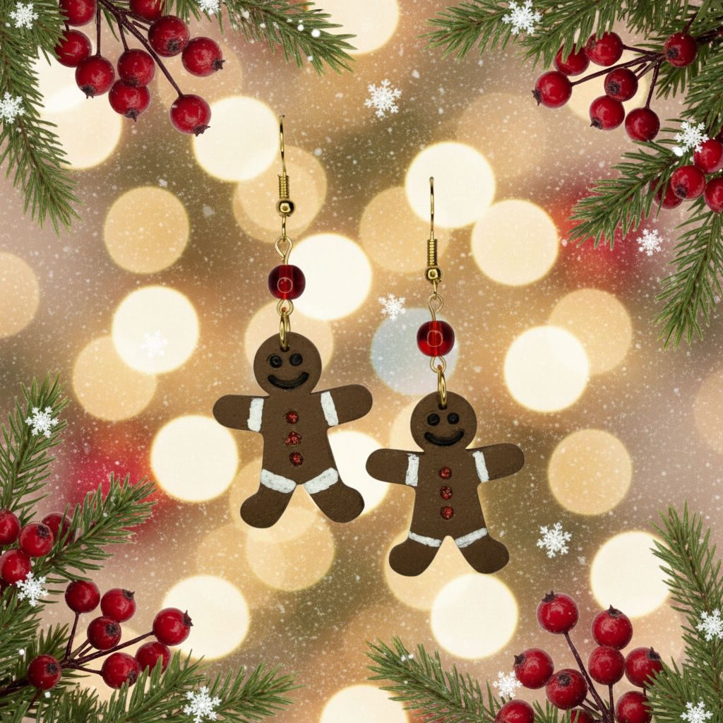 Gingerbread Man Dangle Earring