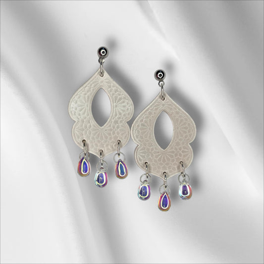 Boho Cloud Earring with Rhinestone Raindrops