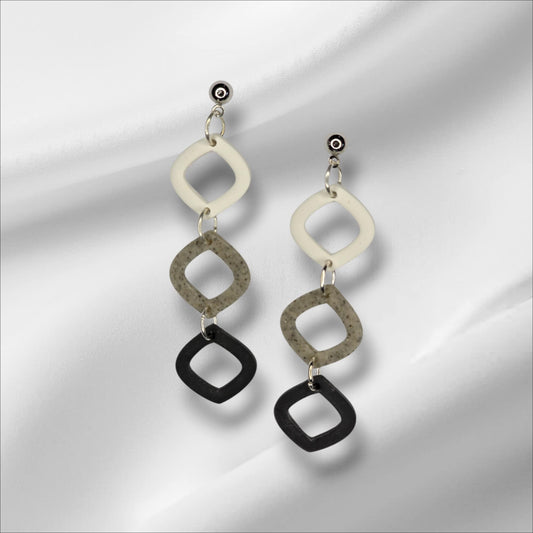 Neutral Colored Tiered Earrings
