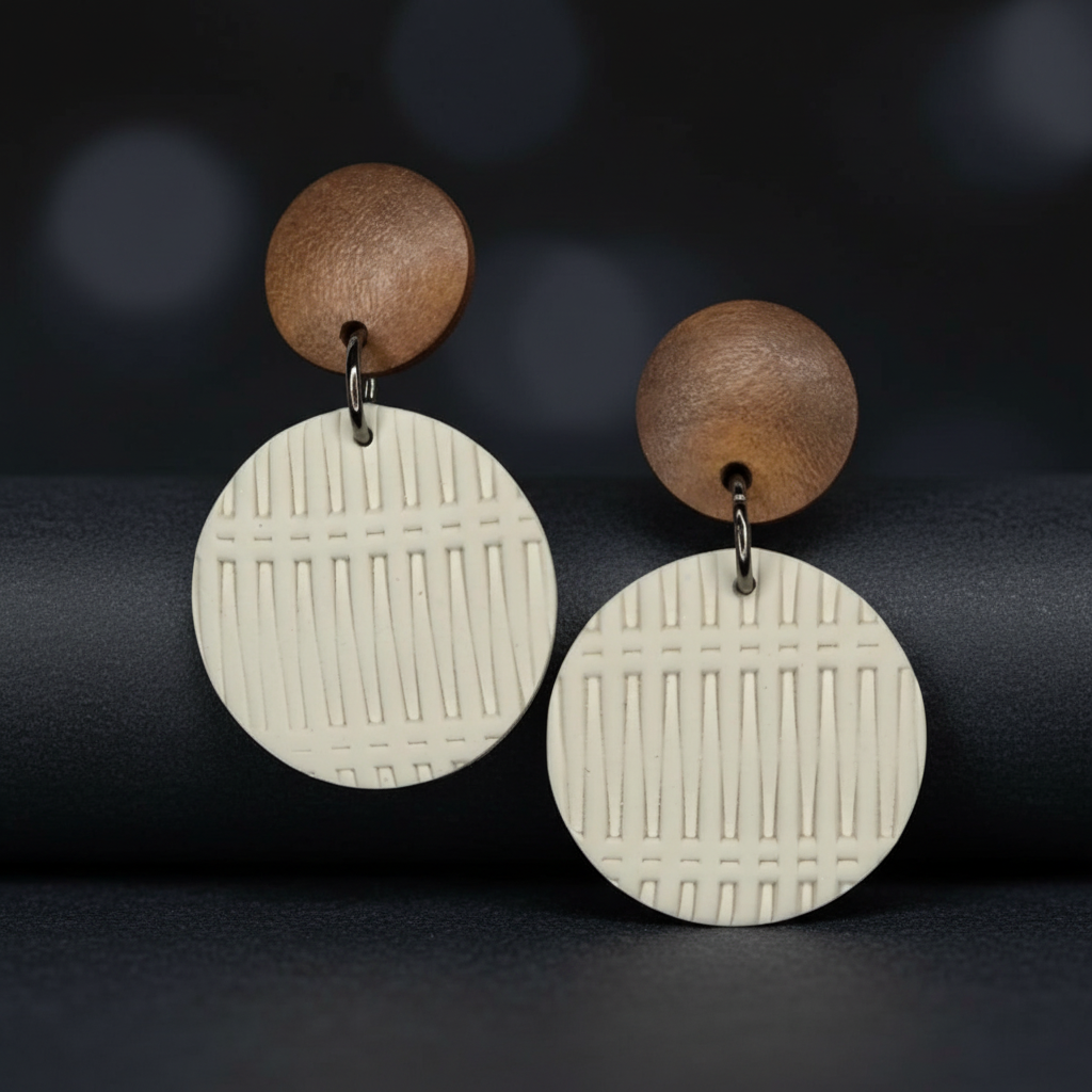 Small Circle Earring with Woven Texture