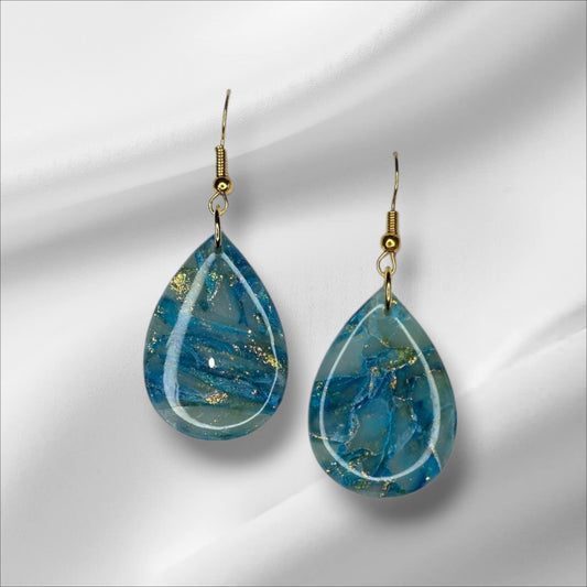 Blue, Gold Marble with UV Resin