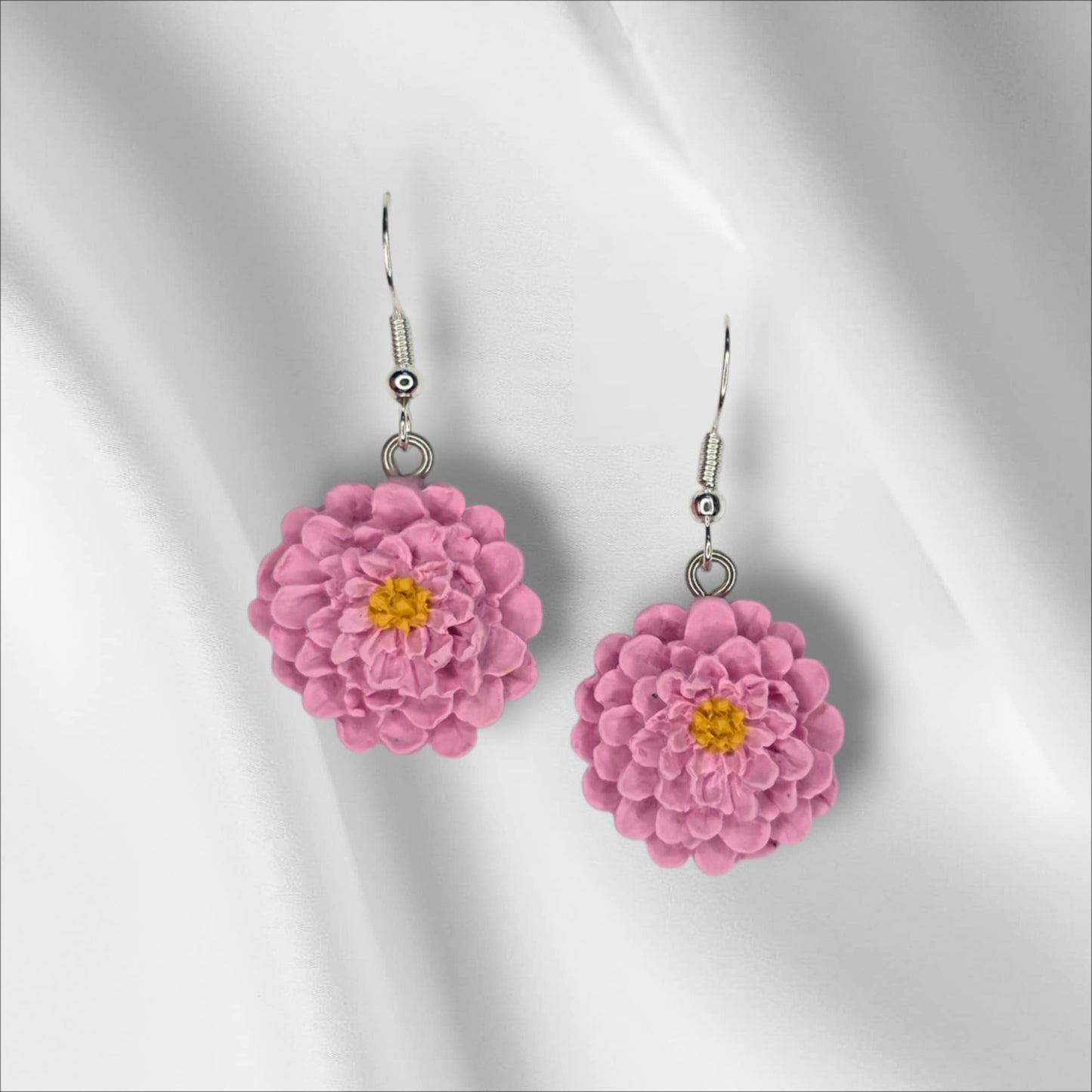 Pink Peony Flower Earring