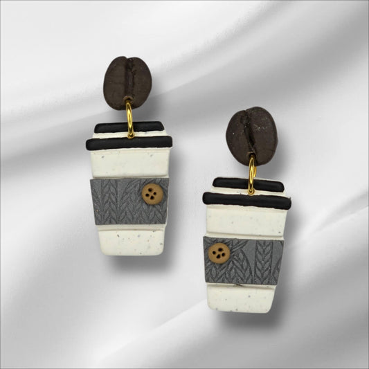Coffee Cup with Sweater Sleeve Earring