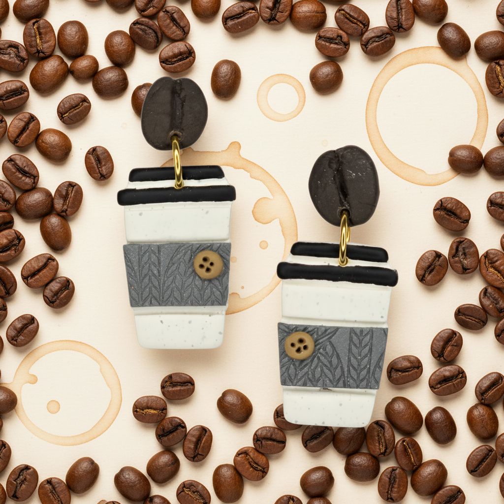 Coffee Cup with Sweater Sleeve Earring