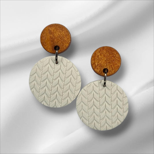 Sweater Knit Dangle with Wooden Stud