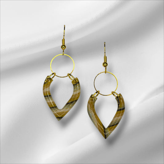 Delicate Earrings with Green and Gold