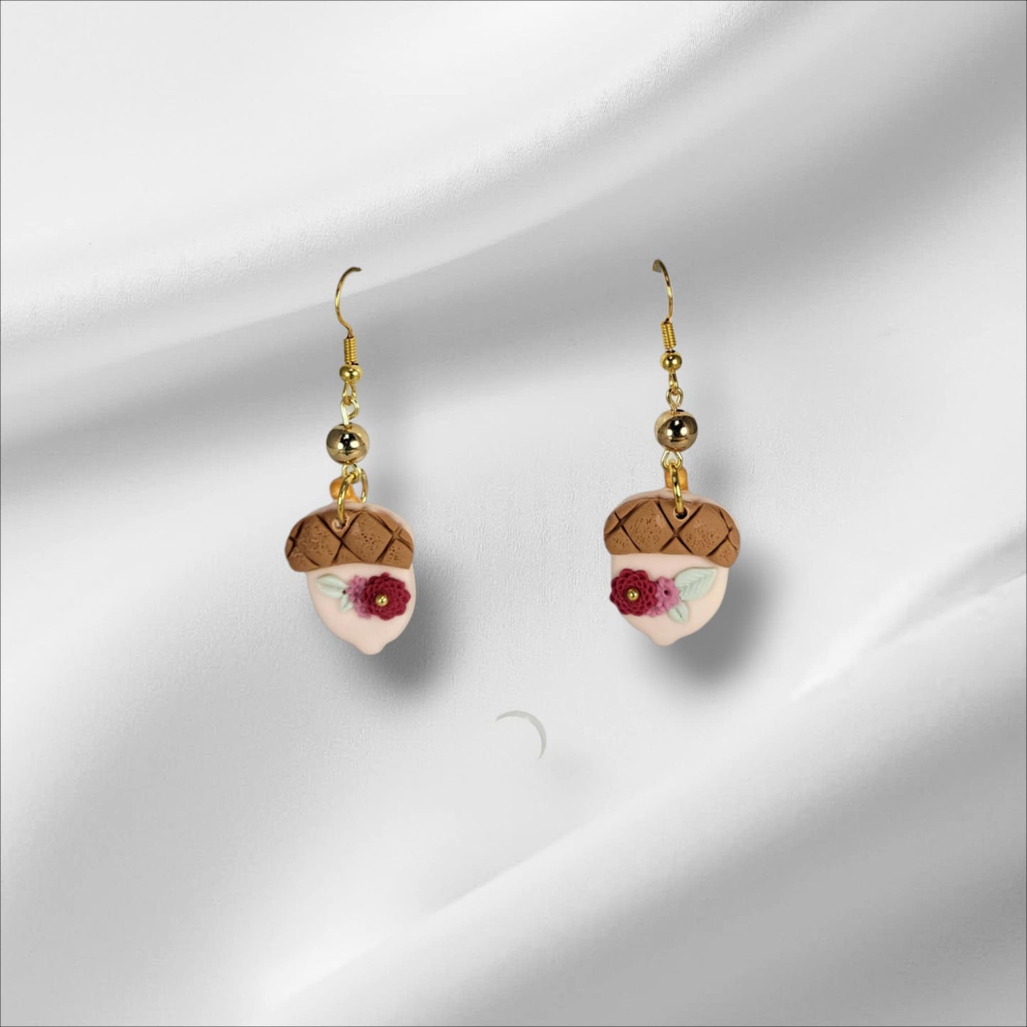 Acorns with a Mini Flower Accent Earring