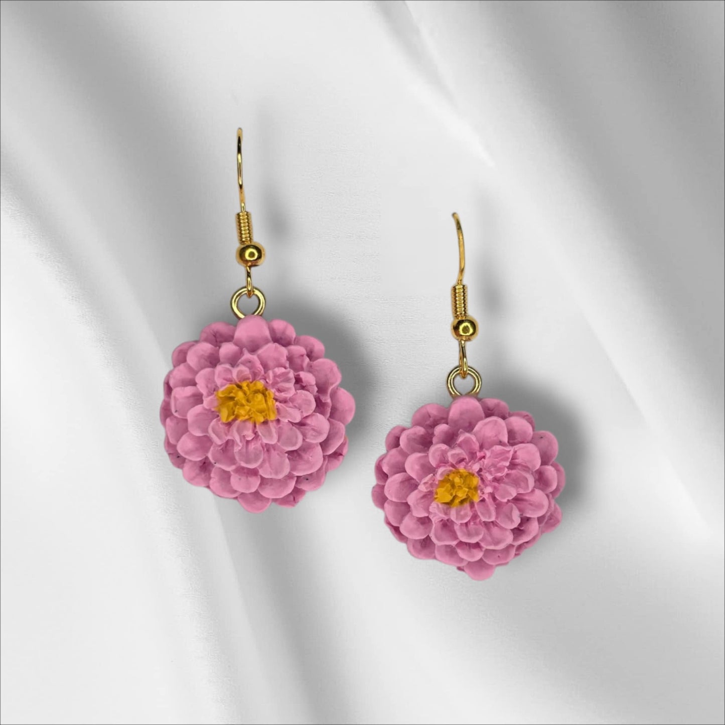 Pink Peony Flower Earring