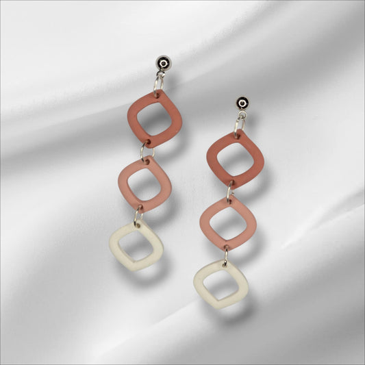 Multi Shade Peach and White Tiered Earrings