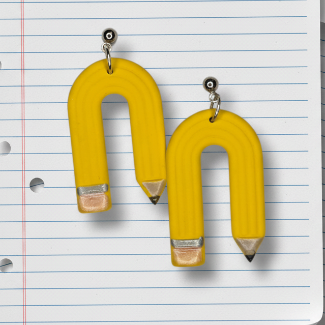 Playful U Shaped Pencil Earring