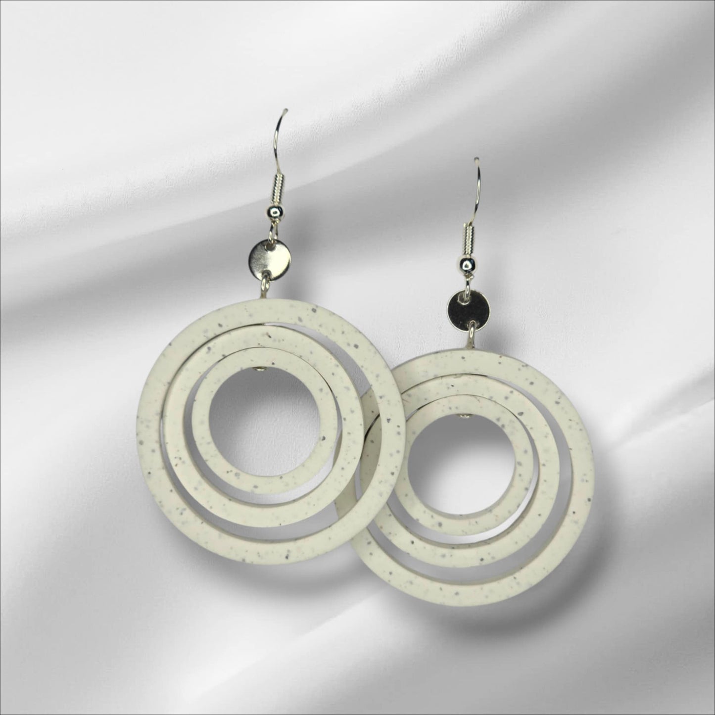 Tiered White Cirlce Earrings
