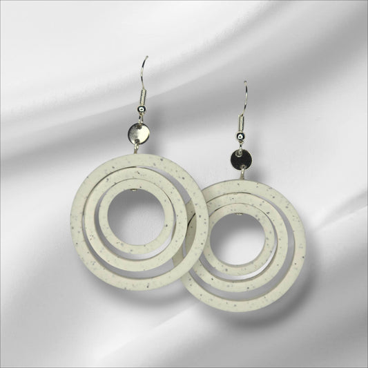Tiered White Cirlce Earrings