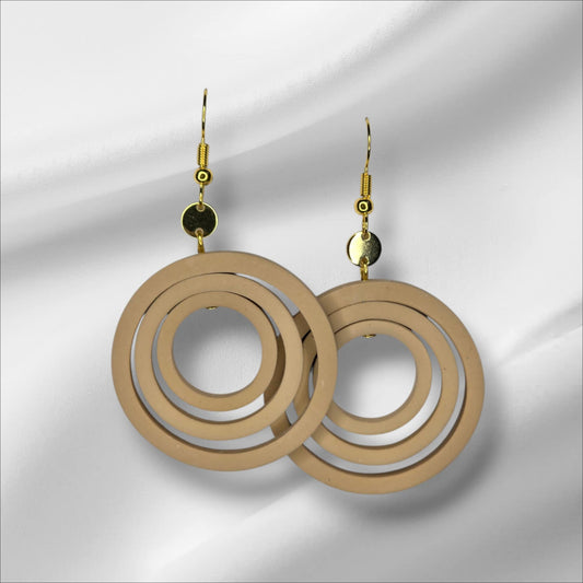 Tiered Tan Cirlce Earrings