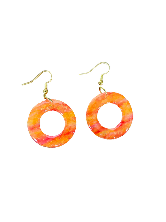 Fire Orange Circle Earrings