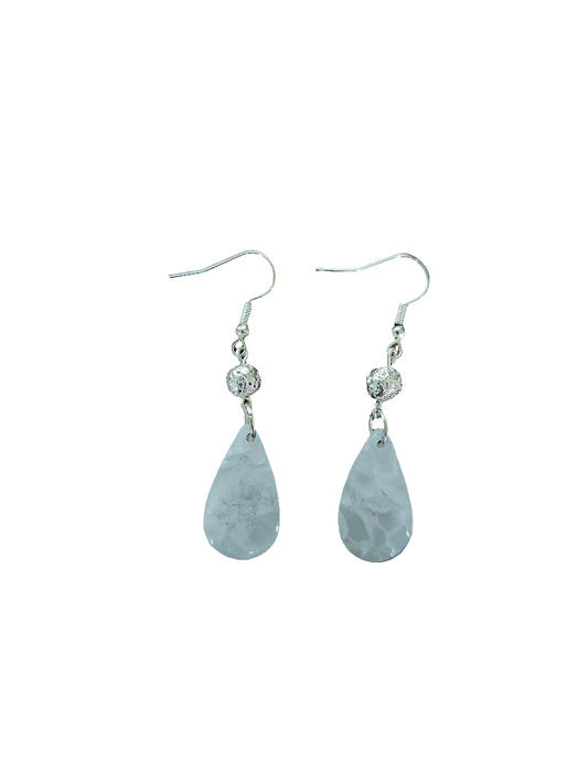 Small White Translucent Marble Teardrop Earring