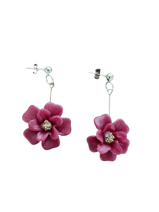 Maroon Flower Earring