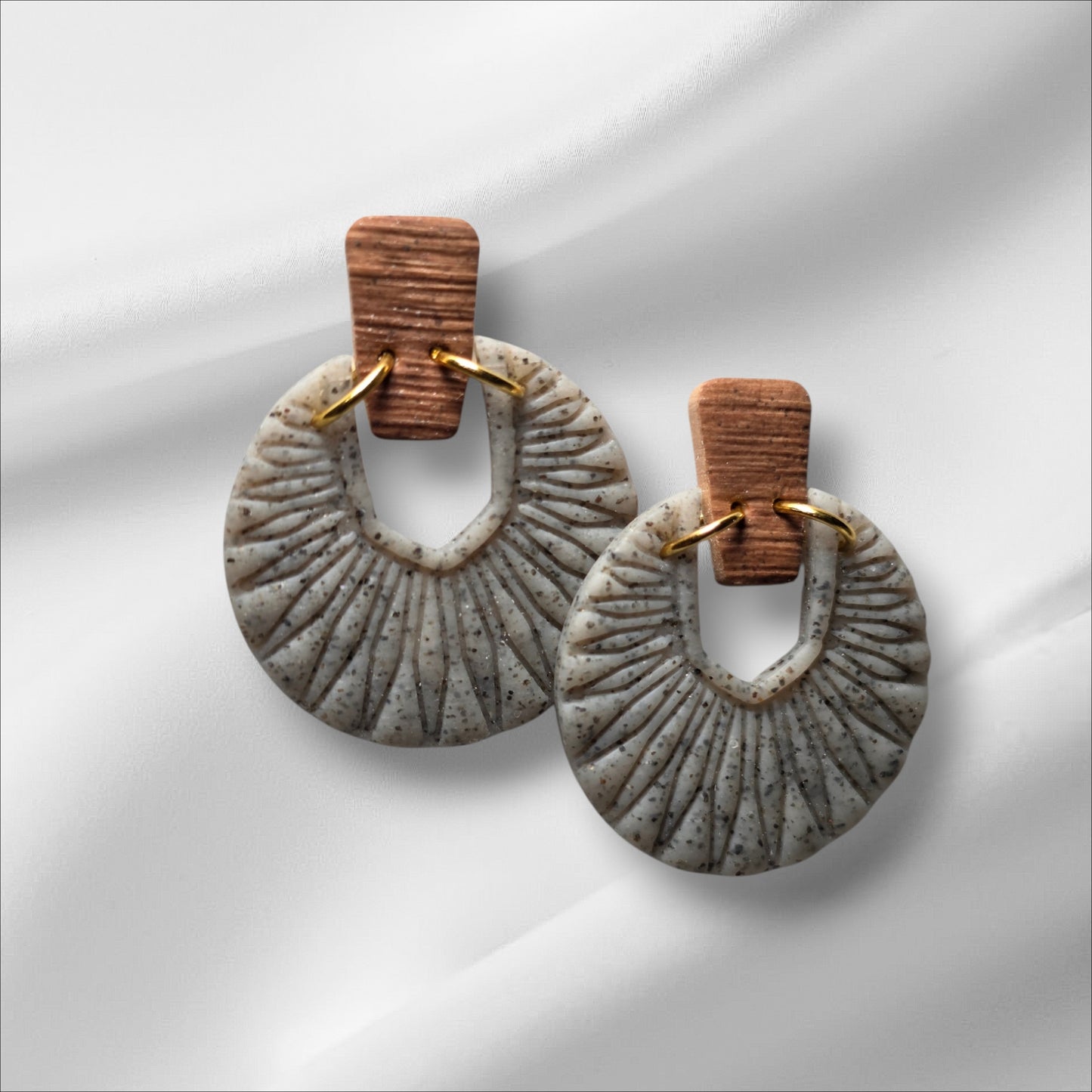 Boho with Faux Wood Stud Earrings