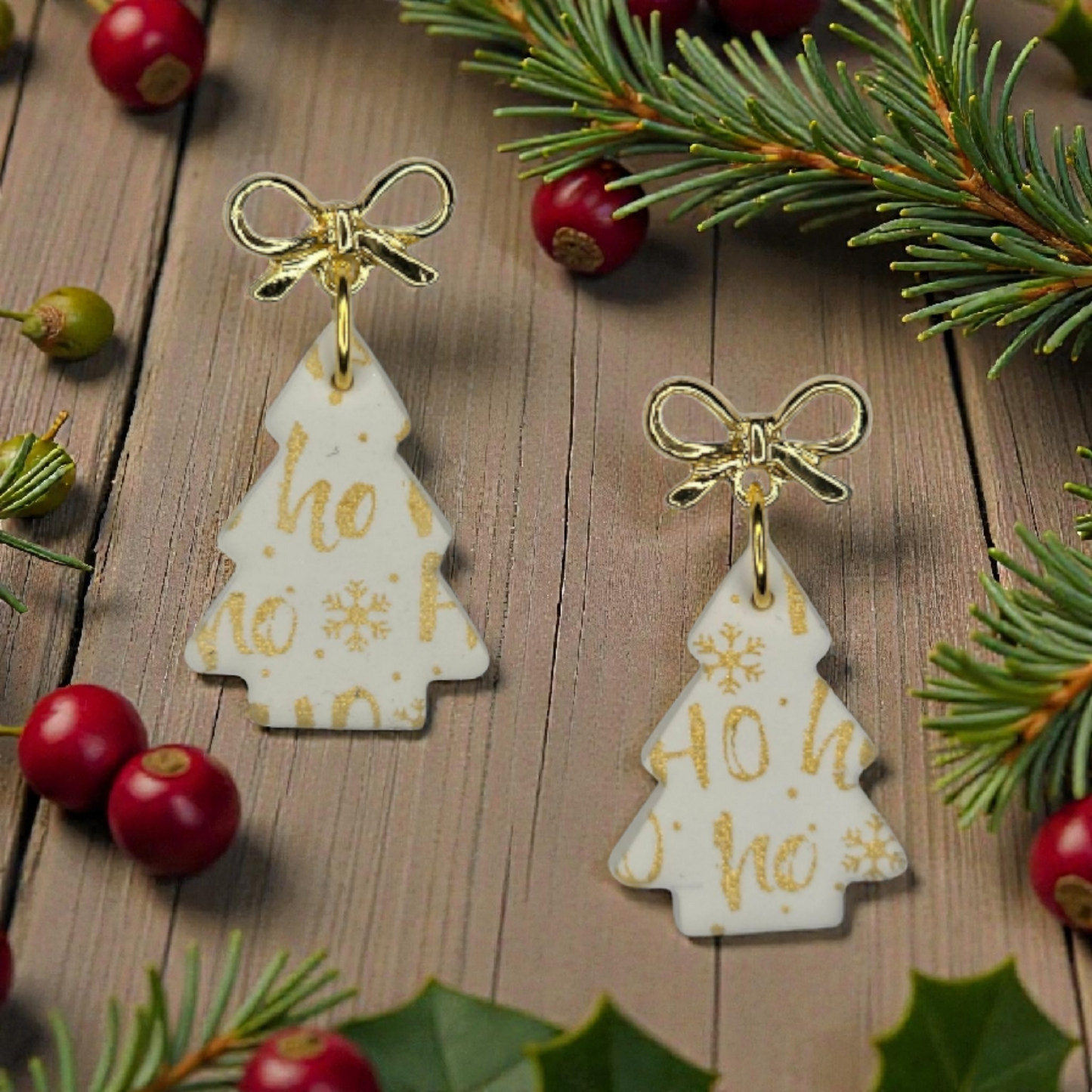 Ho Ho Ho Christmas Tree Earrings