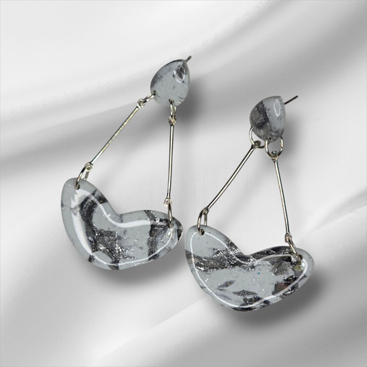 Grey Marbled Earrings