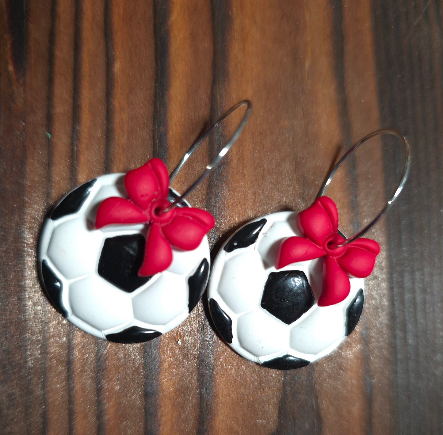 Soccer Ball Earrings with Bows