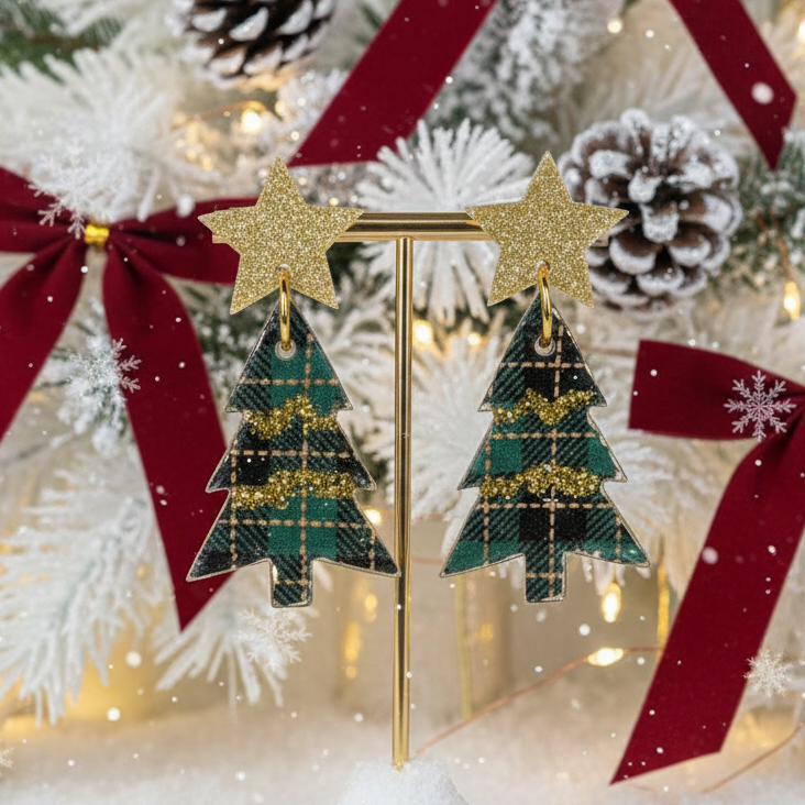Green Plaid Christmas Trees
