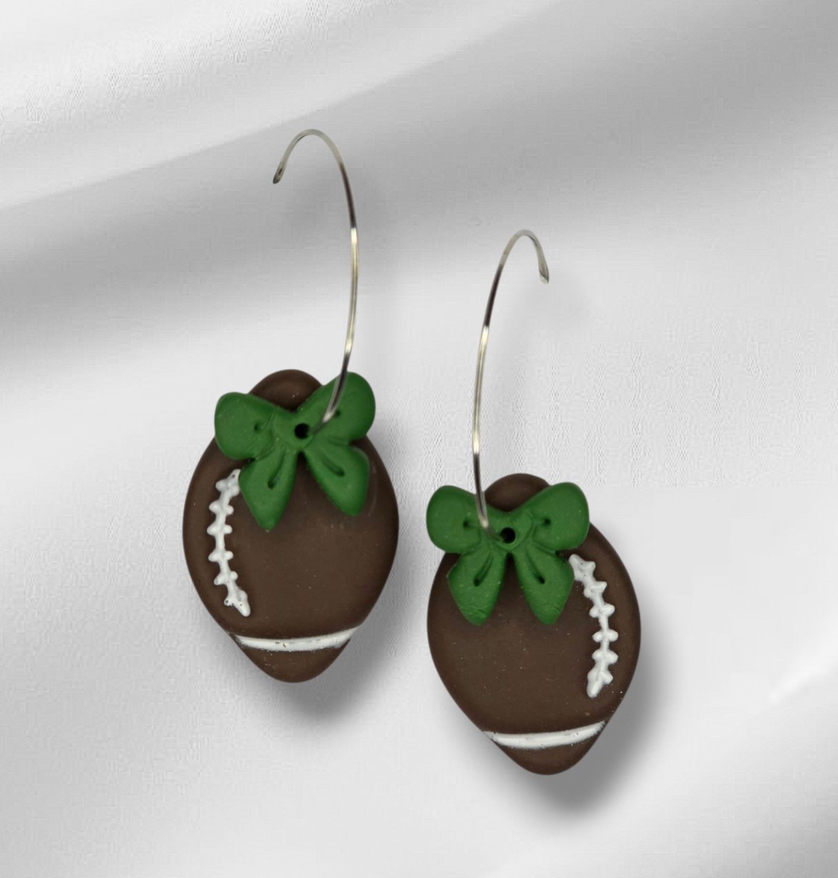Football Hoop earrings with Bow