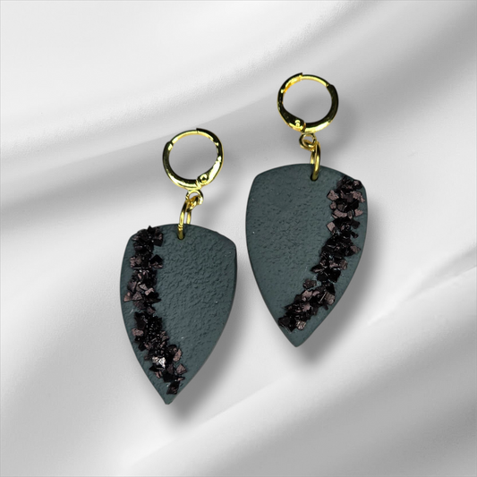 Blue Green or Burgundy Glass Glitter Earrings
