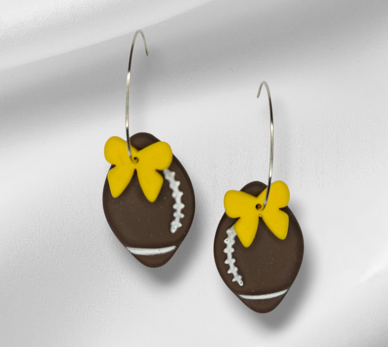Football Hoop earrings with Bow