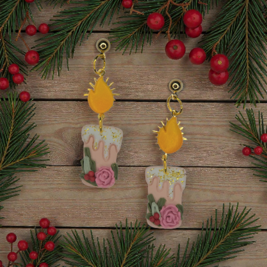 Delicate Pink Candle Earrings